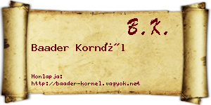 Baader Kornél névjegykártya